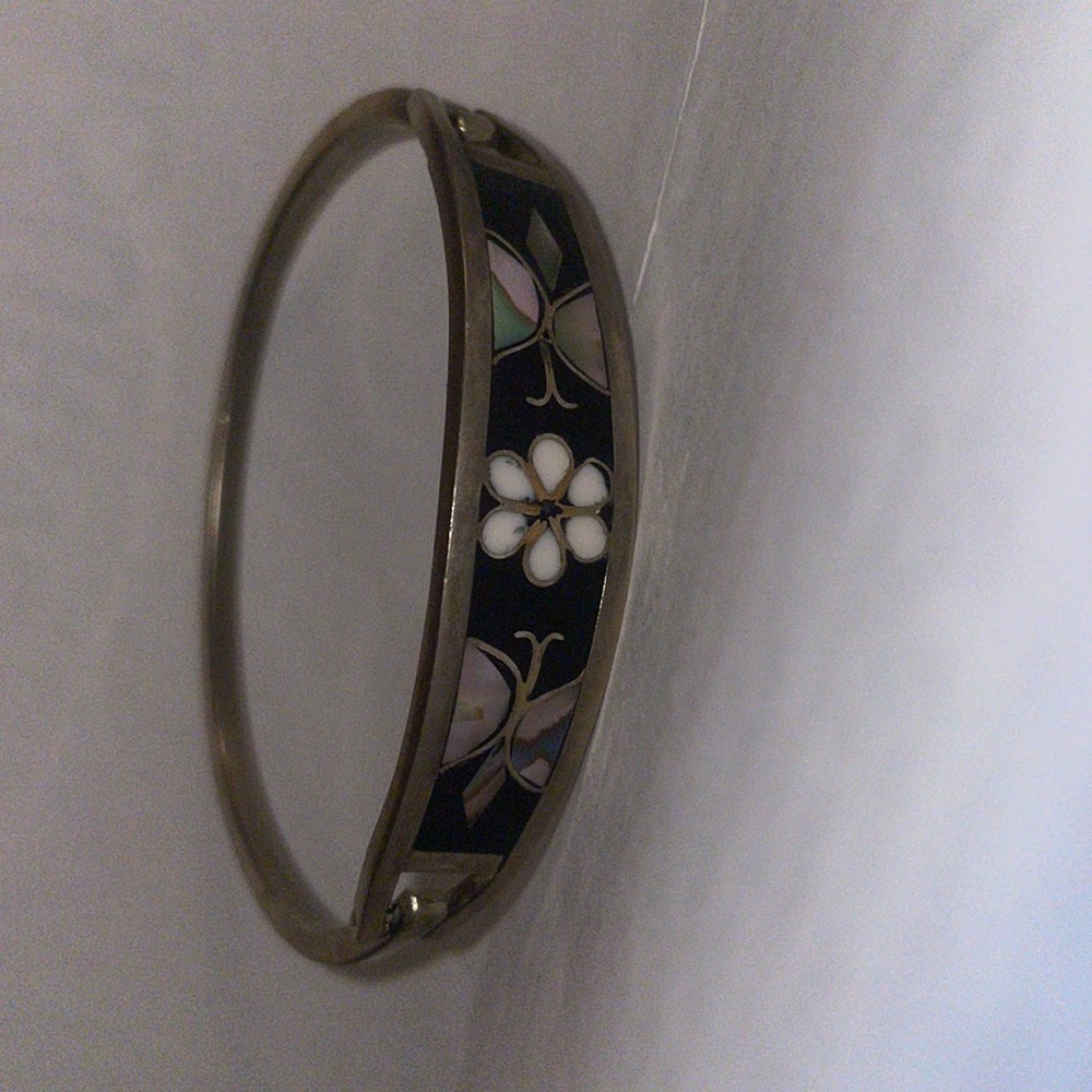 Vintage Alpaca Mexico inlay bracelet